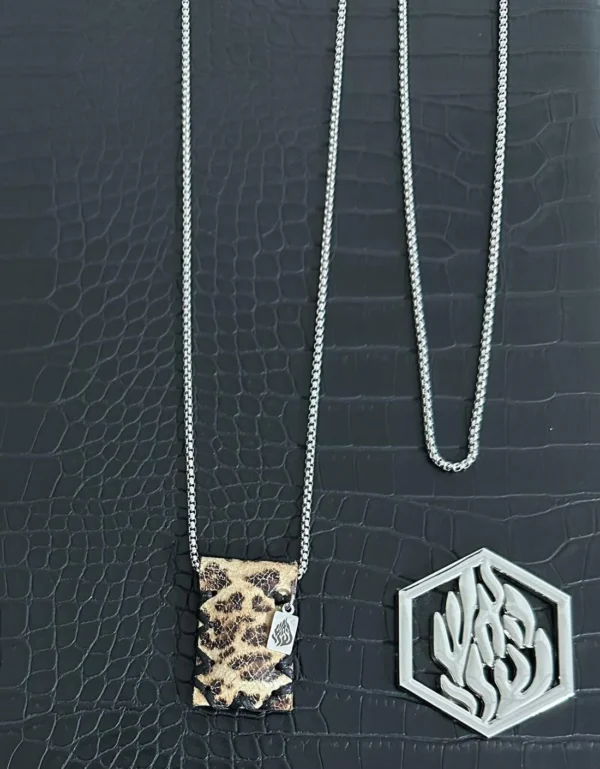 Petek Breslev Camel Leopard safari necklace jewish